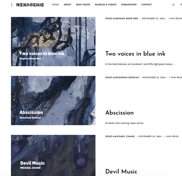 Menagerie Magazine latest issue